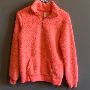 Neon pink sherpa quarter zip